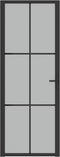 vidaXL - Binnendeur - 76x201,5 - cm - matglas - en - aluminium - zwart