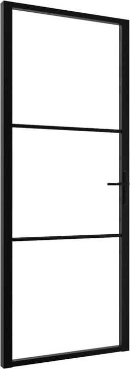 vidaXL - Binnendeur - 83x201,5 - cm - ESG-glas - en - aluminium - zwart