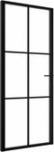 vidaXL - Binnendeur - 83x201,5 - cm - ESG-glas - en - aluminium - zwart