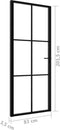 vidaXL - Binnendeur - 83x201,5 - cm - ESG-glas - en - aluminium - zwart