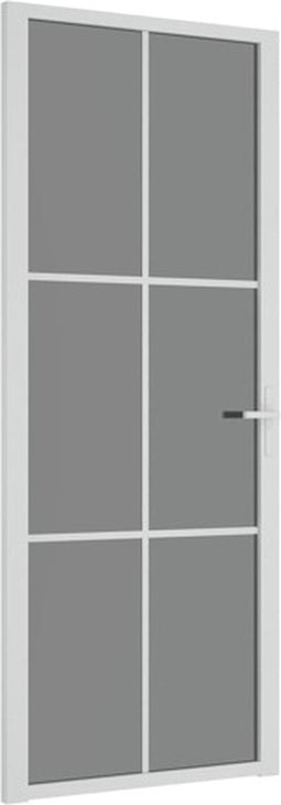vidaXL - Binnendeur - 83x201,5 - cm - ESG-glas - en - aluminium - wit