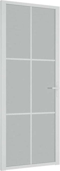 vidaXL - Binnendeur - 83x201,5 - cm - matglas - en - aluminium - wit