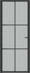 vidaXL - Binnendeur - 83x201,5 - cm - matglas - en - aluminium - zwart