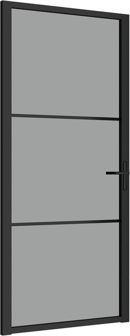 vidaXL - Binnendeur - 93x201,5 - cm - ESG-glas - en - aluminium - zwart