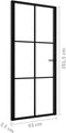 vidaXL - Binnendeur - 93x201,5 - cm - ESG-glas - en - aluminium - zwart