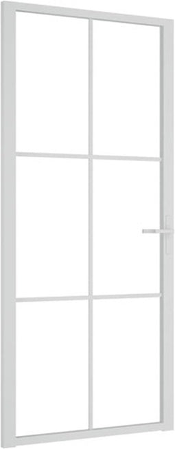 vidaXL - Binnendeur - 93x201,5 - cm - ESG-glas - en - aluminium - wit