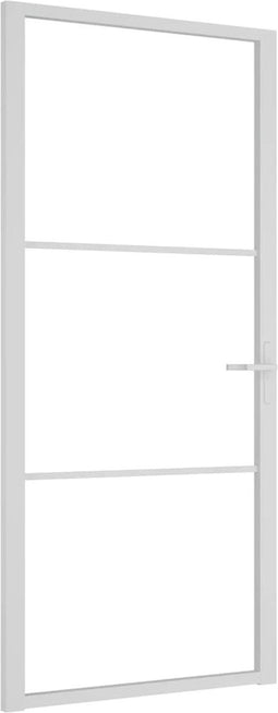 vidaXL - Binnendeur - 93x201,5 - cm - ESG-glas - en - aluminium - wit