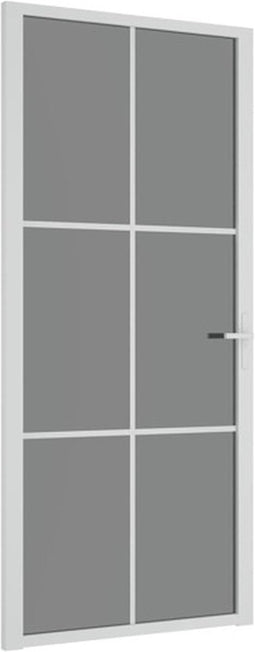 vidaXL - Binnendeur - 93x201,5 - cm - ESG-glas - en - aluminium - wit