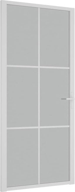 vidaXL - Binnendeur - 93x201,5 - cm - matglas - en - aluminium - wit