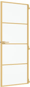 vidaXL - Binnendeur - smal - 76x201,5 - cm - gehard - glas - en - aluminium - goudkleur