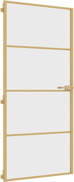 vidaXL - Binnendeur - smal - 93x201,5 - cm - gehard - glas - en - aluminium - goudkleur
