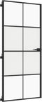 vidaXL - Binnendeur - smal - 93x201,5 - cm - gehard - glas - en - aluminium - zwart