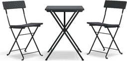 vidaXL - Bistroset - inklapbaar - 3 - st - poly - rattan - zwart