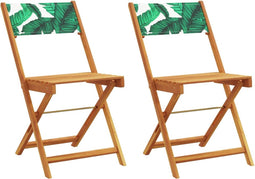 vidaXL - Bistrostoelen - 2 - st - bladpatroon - massief - acaciahout - en - stof