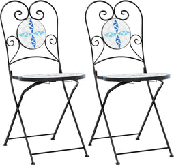 vidaXL - Bistrostoelen - 2 - st - inklapbaar - keramiek - blauw - en - wit