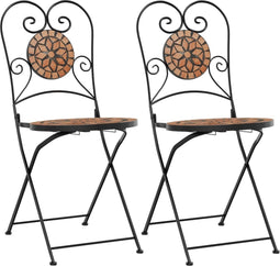 vidaXL - Bistrostoelen - 2 - st - inklapbaar - keramiek - terracottakleurig