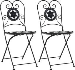 vidaXL - Bistrostoelen - 2 - st - inklapbaar - keramiek - zwart - en - wit