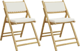 vidaXL - Bistrostoelen - 2 - st - inklapbaar - met - kussens - bamboe - crèmewit