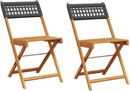vidaXL - Bistrostoelen - 2 - st - massief - acaciahout - en - poly - rattan - zwart