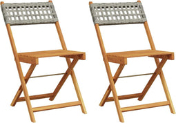 vidaXL - Bistrostoelen - 2 - st - massief - acaciahout - en - poly - rattan - grijs