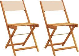 vidaXL - Bistrostoelen - 2 - st - massief - acaciahout - en - stof - beige