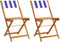 vidaXL - Bistrostoelen - 2 - st - massief - acaciahout - en - stof - blauw - en - wit