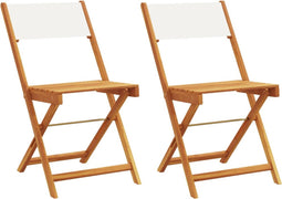 vidaXL - Bistrostoelen - 2 - st - massief - acaciahout - en - stof - crèmewit