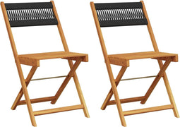 vidaXL - Bistrostoelen - 2 - st - massief - acaciahout - en - touw - zwart