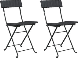 vidaXL - Bistrostoelen - inklapbaar - 2 - st - poly - rattan - en - staal - zwart