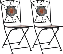 vidaXL - Bistrostoelen - mozaïek - 2 - st - oranje - en - grijs