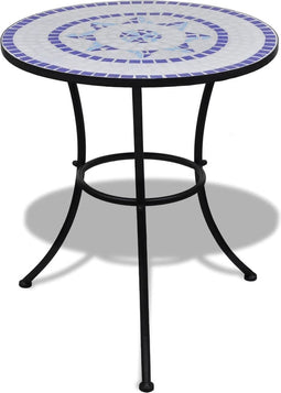 vidaXL - Bistrotafel - 60 - cm - mozaïek - blauw - en - wit