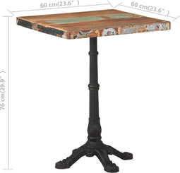 vidaXL - Bistrotafel - 60x60x76 - cm - massief - gerecycled - hout