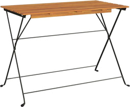 vidaXL - Bistrotafel - inklapbaar - 100x54x71 - cm - massief - acaciahout - en - staal