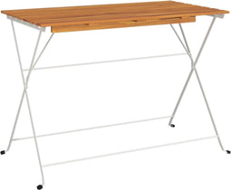 vidaXL - Bistrotafel - inklapbaar - 100x54x71 - cm - massief - acaciahout - en - staal