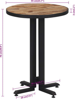 vidaXL - Bistrotafel - rond - Ø55x76 - cm - massief - gerecycled - teakhout