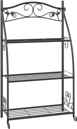 vidaXL - Bloemenrek - 56x30x96 - cm - staal - zwart