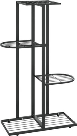 vidaXL - Bloemenstandaard - met - 4 - lagen - 43x22x76 - cm - metaal - zwart