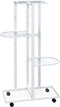 vidaXL - Bloemenstandaard - met - wielen - 4-laags - 44x23x80 - cm - ijzer - wit