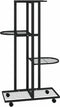 vidaXL - Bloemenstandaard - met - wielen - 4-laags - 44x23x80 - cm - ijzer - zwart