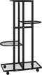vidaXL - Bloemenstandaard - met - wielen - 4-laags - 44x23x80 - cm - ijzer - zwart