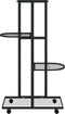 vidaXL - Bloemenstandaard - met - wielen - 4-laags - 44x23x80 - cm - ijzer - zwart
