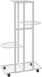 vidaXL - Bloemenstandaard - met - wielen - 4-laags - 44x23x80 - cm - ijzer - wit