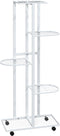 vidaXL - Bloemenstandaard - met - wielen - 5-laags - 44x23x100 - cm - ijzer - wit