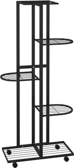 vidaXL - Bloemenstandaard - met - wielen - 5-laags - 44x23x100 - cm - ijzer - zwart