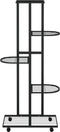 vidaXL - Bloemenstandaard - met - wielen - 5-laags - 44x23x100 - cm - ijzer - zwart