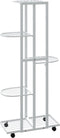 vidaXL - Bloemenstandaard - met - wielen - 5-laags - 44x23x100 - cm - ijzer - wit