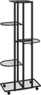 vidaXL - Bloemenstandaard - met - wielen - 5-laags - 44x23x100 - cm - ijzer - zwart