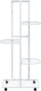 vidaXL - Bloemenstandaard - met - wielen - 5-laags - 44x23x100 - cm - ijzer - wit