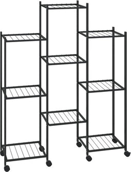 vidaXL - Bloemenstandaard - met - wielen - 83x25x103,5 - cm - ijzer - zwart