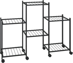 vidaXL - Bloemenstandaard - met - wielen - 83x25x63,5 - cm - ijzer - zwart